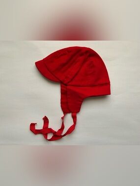 Vintage 60s Kids Red Winter Corduroy Earflap Hat